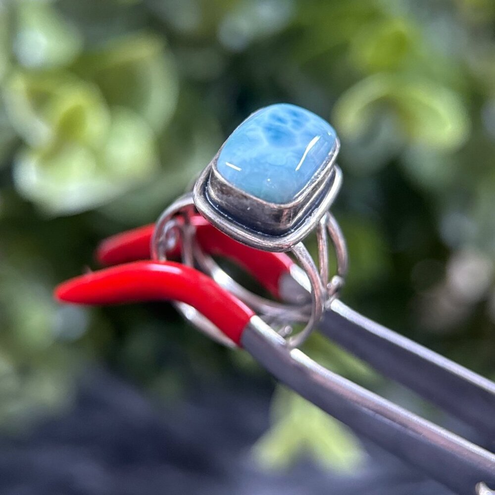 Silver 925 Larimar Ring - image 5